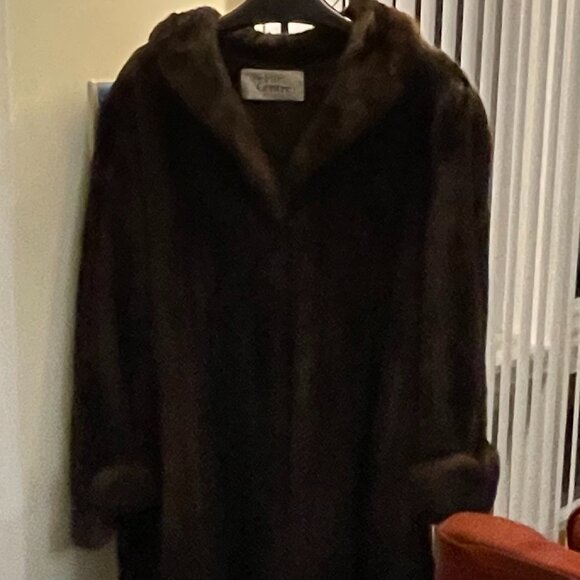 Women's Mink Coat - Dark Brown - Size L - Picture 5 of 5